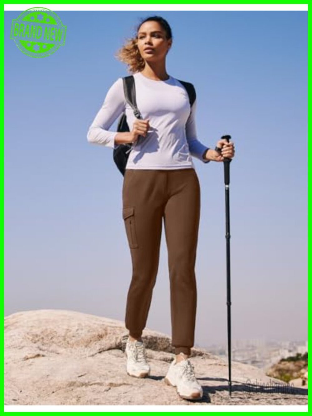 Fleece Lined Joggers Women Water Resistant Thermal Cargo Pants with Pockets - Picture 5 of 6